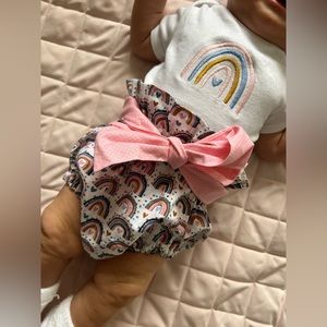 Hand embroidered onesie with matching bloomer… hand sewn. 3-6 months